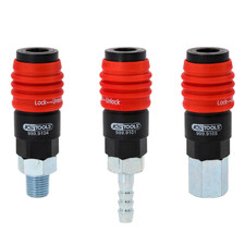 KS Tools Druckluft Kupplung 3 in 1 Sicherheitskupplung Druckluft Schnellkupplung