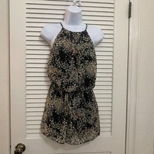 Floral Halter Mini Dress Small Sheer Overlay Keyhole Boho Summer