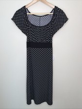 B&W Polka Dot Cap Sleeve Midi Dress Medium