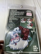 Walco Holiday Industries SANTA HEAD Sequin Felt Vtg Christmas Ornament Kit