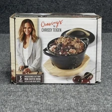 Cravings by Chrissy Teigen Mini Dutch Oven Preseasoned Cast Iron 4.7 in Lid 3pc