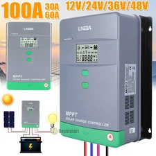 100A 12/24/36/48V MPPT Solar Panel Regulator Charge Controller, High Efficiency