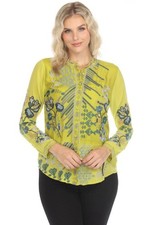 Johnny Was Biya Sirisha Embroidered Silk Blouse B16624-E 