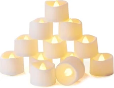 Homemory Timer Tea Lights Candles Pack of 12, Warm White Glow, Base 