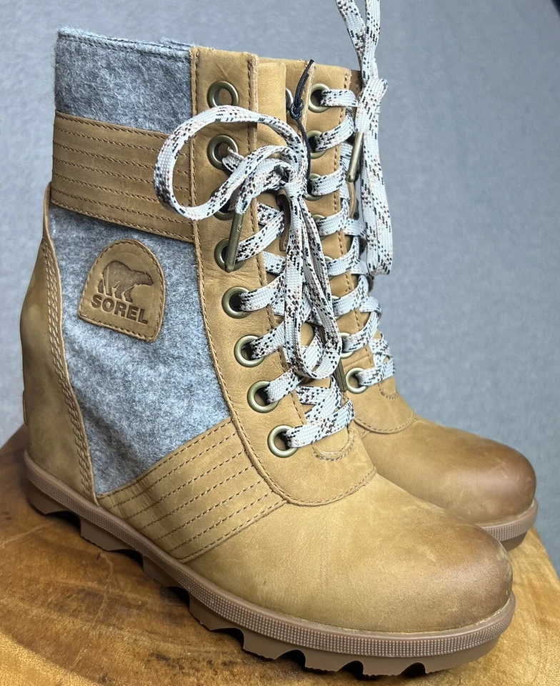 Botas Sorel Lexie Cuña Trigo Natural Botines Pulidos Mujer’s 7 Foto 3 de 4