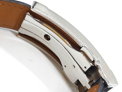 Hermès H buckle women's bracelet leather black × silver Size S K stamp Authentic - Picture 7 of 14