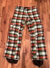 Burton Stow Cargo Pants Lined Ski Snow Board Plaid Pants Womens Size Medium EUC