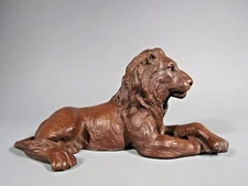 Red Mill MFG Handcrafted Recumbent Lion Brown Resin Figure Figurine Made in USA