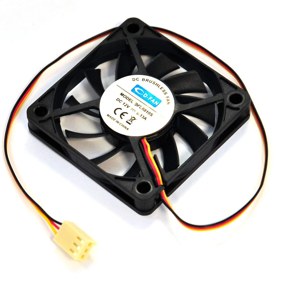 Rhombutech® Flüsterleiser Lüfter 60x60x10mm DC12V 0.13A, 3Pin Anschl. (SET 2x) - Bild 3 von 4