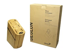 DEGLON COMPACT BAMBOO KNIFE BLOCK WALNUT EDGING 6 SLOT  MADE IN FRANCE (N.I.B.)
