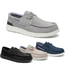 Men Slip-on Loafers Moc Toe Canvas Casual Boat Shoes Lightweight Loafers Shoes