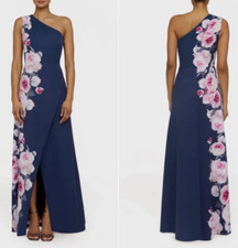 Kay Unger Carissa Floral One Shoulder Gown Dress $318