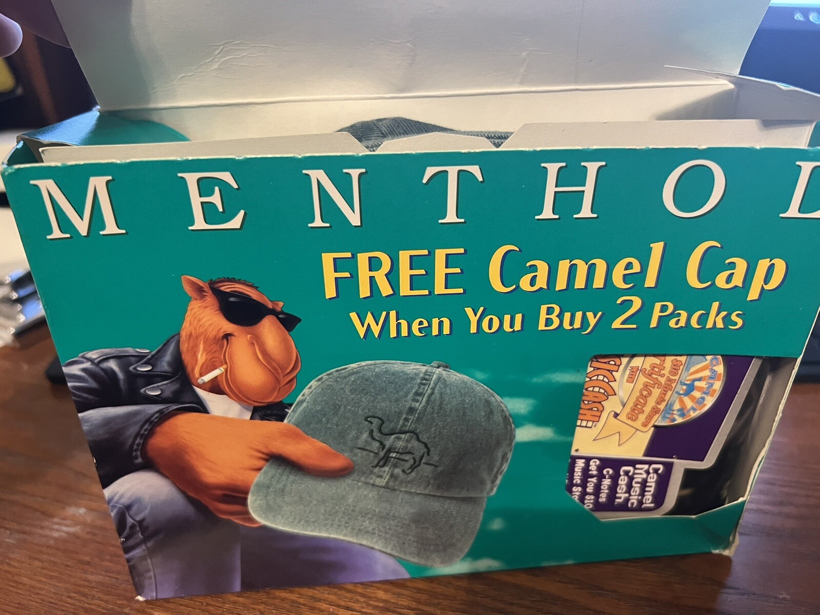 Vintage Camel Cigarettes Green Denim Strapback RJ Reynolds Cap Hat New!