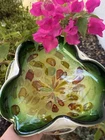 Dino Martens Avem Murano Art Glass Bowl Green Tutti Frutti Gold Flakes Approx 9"