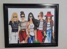 RONGRONG DEVOE "FASHIONISTAS" BLACK FRAMED ART PRINT 21" x 17"