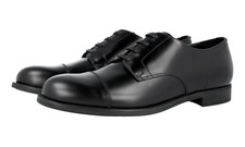 PRADA Leather Cap Toe Derby Dress Suit Shoes - Black - NEW -  US 7.5 EU 40,5