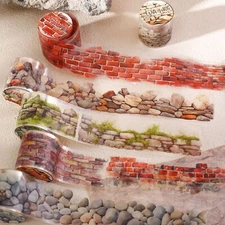 Brick Wall Stone Road PET Masking Tape Journal Card Supplies Decorative Sticker