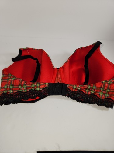 Adore Me 04124 Kati Contour Bra Lined Underwire Plaid Lace Womens 38DD Red - Picture 3 of 5