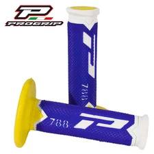 Pro Grip Progrip 788 Grips White Blue Yellow Motocross Triple Density Grips