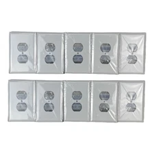TayMac WJW-D Single Duplex Wall Plate Metal Jumbo White Smooth LOT OF 10 PLATES