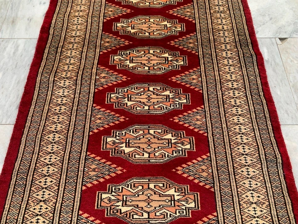 2x7 ft Vintage Afghan Hallway Runner Rug Kitchen Home Decor Runner Area Wool Rug - Image 3 of 4