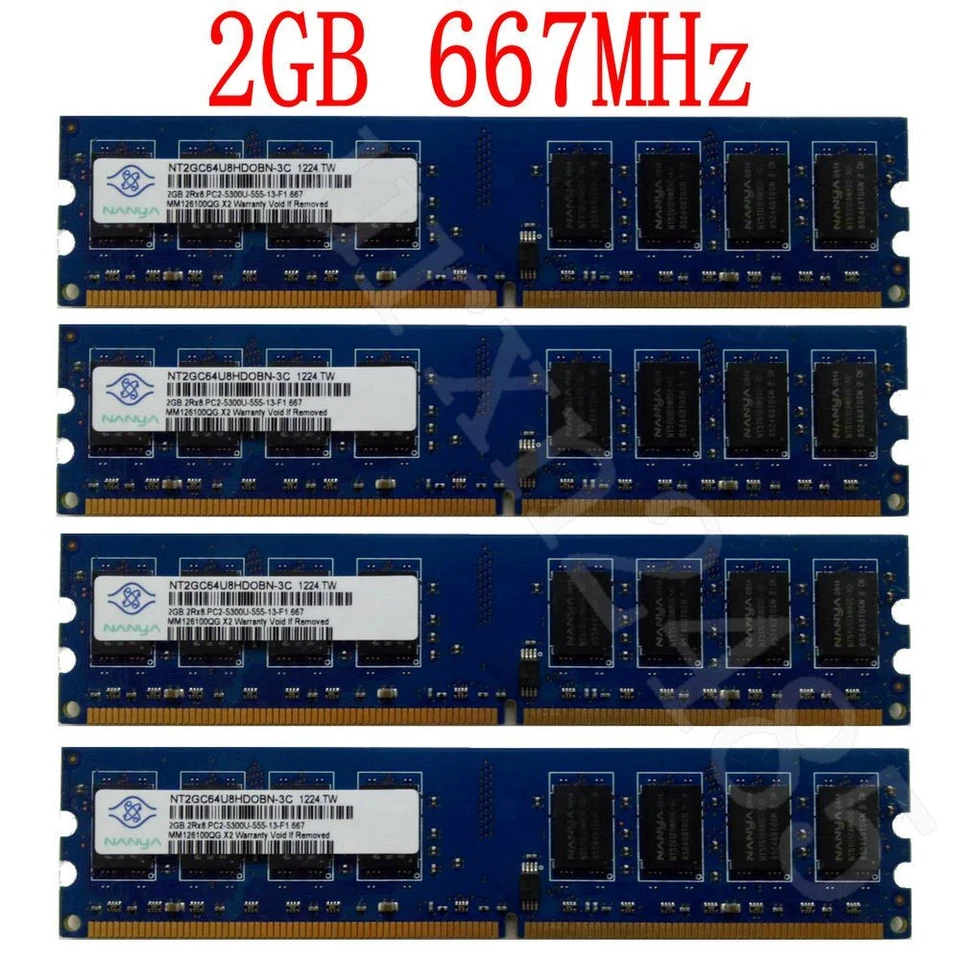 16GB 8x 2GB / 1GB PC2-5300U DDR2 667MHz DIMM Desktop Memory RAM For NANYA LOT - Image 2 of 4