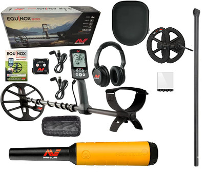 Minelab Equinox 800 Metal Detector + Pro Find 20 Pinpointer + 6'' Coil + Lower