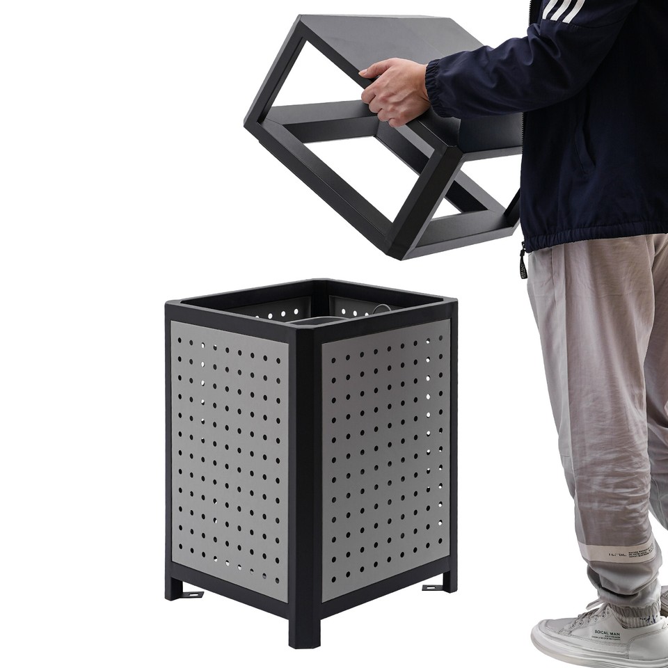 15 Gallons Steel Garbage Can For Outdoor Use Trash Receptacle With ...