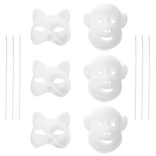 6PCS Face Masks Party Masks Blank Masks Party Cosplay Accessories