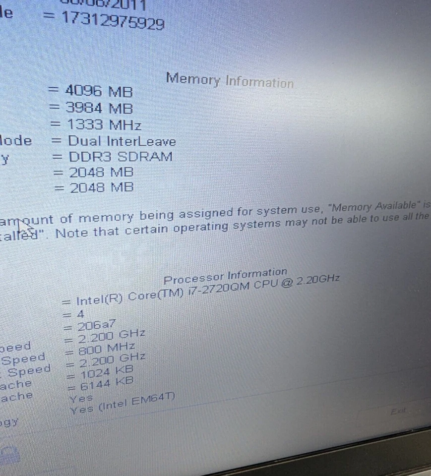 Dell Latitude E6520 15" Laptop i7-2nd 4gb ram boots NO HDD/CORD/Battery #310 - Image 4 of 4