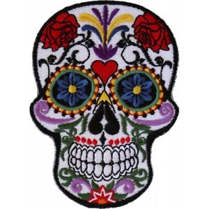 Day Of The Dead Sugar Skull Embroidered Iron On Patch New Day Of The Dead Sugar Skull Embroidered Iron On Patch New