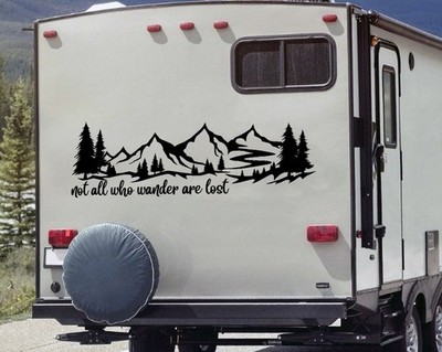 Not All Who Wander Are Lost Mountain Scene Trees Decal V1 RV Camper Truck