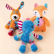 Dog Plush Toy Fox Elephant Bite Resistant Squeaky Chew Toy Teeth Cleaning