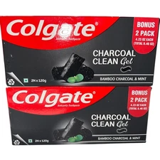 2x Colgate Charcoal Clean Gel Black Gel Toothpaste Bamboo & Mint Bonus 2 pack