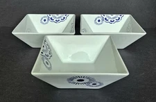 The Cellar Whiteware Blue Floral 6 1/2" Square Soup/Cereal Bowls Set of 3