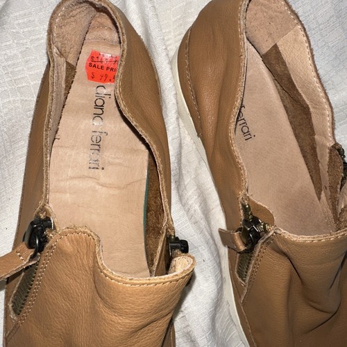 Diana Ferrari Ashlli Caramel Soft Leather Comfort ZipUp Flat Shoe Rrp$99 Sz7 38 - Picture 3 of 7