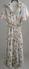 NWT Kindred Anthropologie Sz Large Embroidered Floral Boho Midi Dress Lined