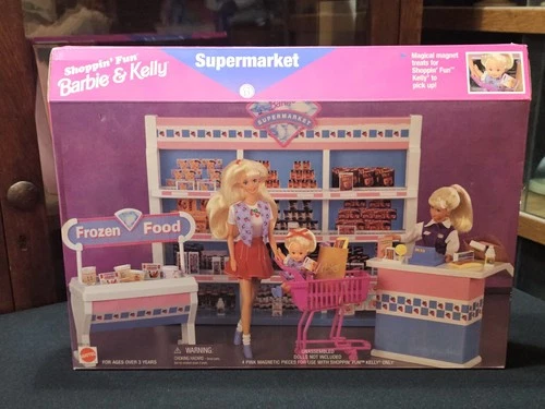 MIB Vintage 1996 Mattel Shoppin Fun Barbie & Kelly Supermarket Playset #67507