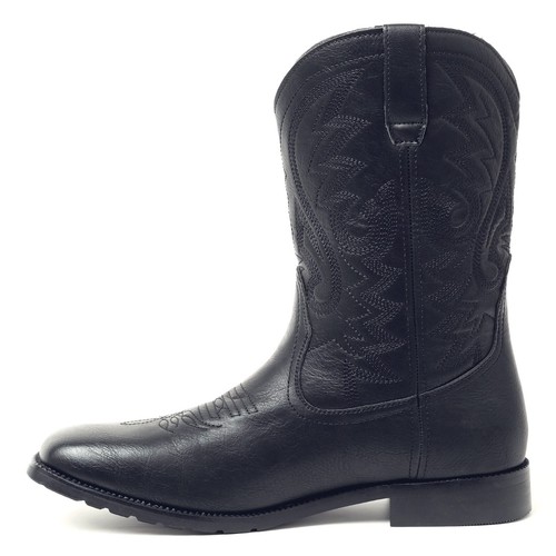 Botas vaqueras negras para hombre Western bordadas punta cuadrada - Imagen 4 de 10
