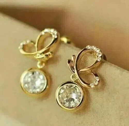 1.50Ct Round Cut Simulated Diamond Drop Earring In 14K Yellow Gold Plated Silver
