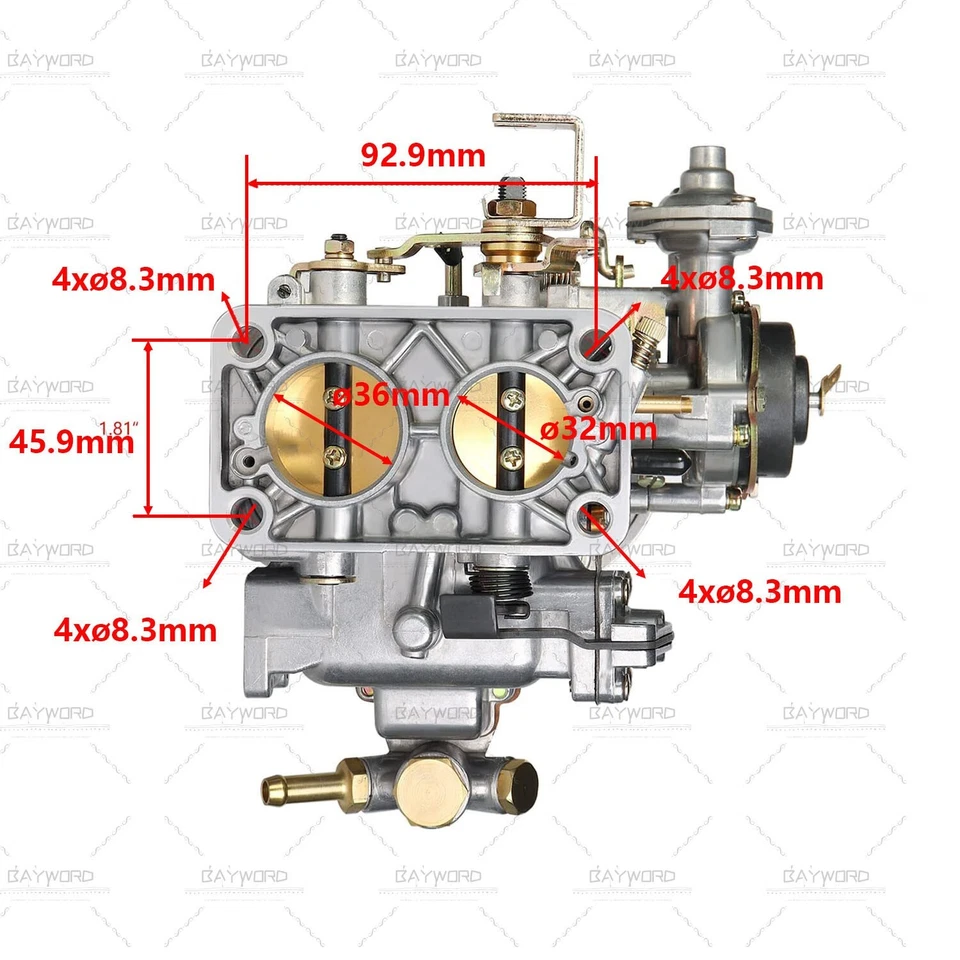 2 Barrel Carburetor For Weber 32/36 DGV DGEV Nissan Mazda Toyota Pickup 20R 22R - Image 3 of 4