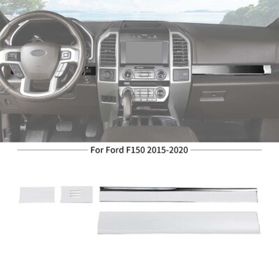 Chrome Center Console Co-pilot Dash Cover Trim Strips Fit For Ford F150 2015-20