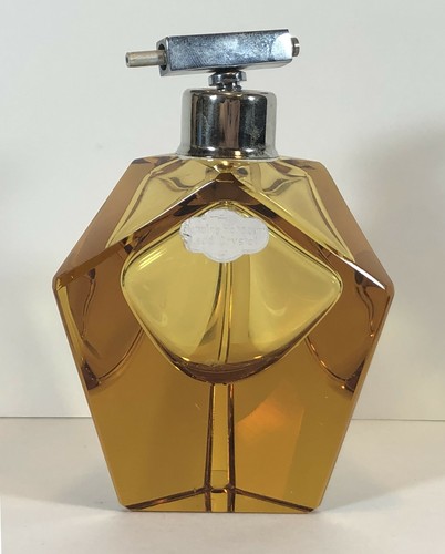 Vintage Triangular Yellow Glass Genuine Hand Cut Lead Crystal Perfume Bottle - Picture 3 of 10