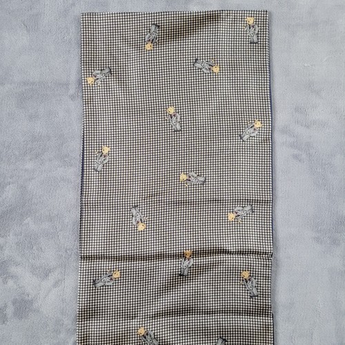 RARE Vintage Polo Ralph Lauren Bear Houndstooth 100% Silk Scarf Tassel Japan Mad - Picture 6 of 14