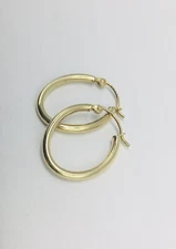 14K Real Solid Gold Round Small Hoop Earrings - 21 mm, 1g