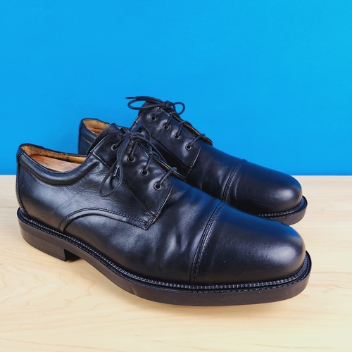 Bostonian Strada First flex Mens Size 13 Shoes Italy Derby Black Leather Cap toe - Picture 2 of 11