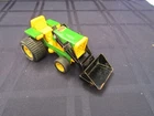 Vintage Metal & Plastic Tonka Green Tractor w/ Front Loader ~ 6.0" x 2 1/2"