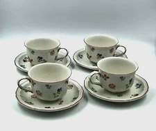 Set of 4 Vintage Villeroy & Boch Petite Fleur Cup & Saucer Set Flower Luxembourg
