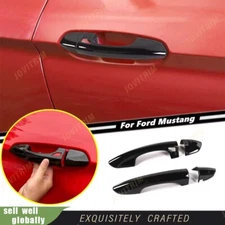 For 2015-2023 Ford Mustang Gloss Black Door Handle Decor Cover Trim Overlay Cap
