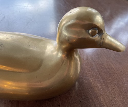 VINTAGE 10 In. SOLID BRASS DUCK FIGURINE Excellent Used Condition - Picture 6 of 6
